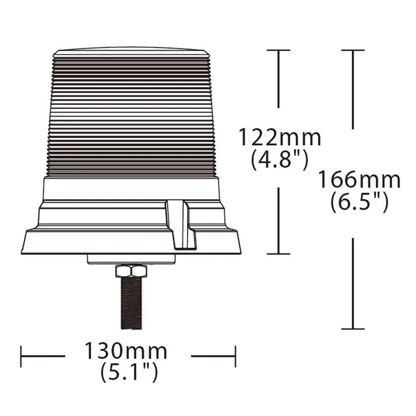 270 Series High Profile R65 LED Flashing Beacon Single Bolt - Amber - Image 2