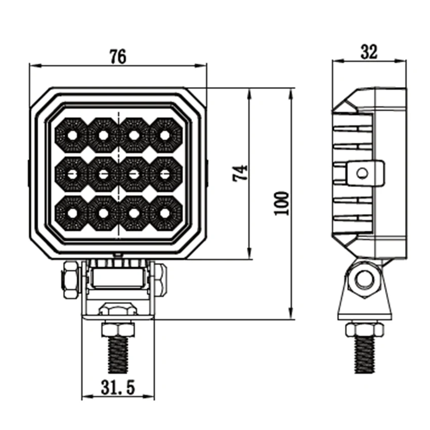 6100 Series Premium Vehicle Square LED Flood Work Lamp 12/24V - 36W - Image 2