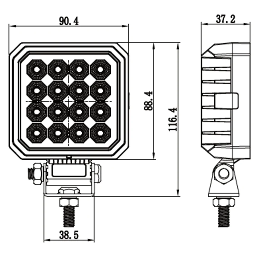 6100 Series Premium Vehicle Square LED Flood Work Lamp 12/24V - 48W - Image 3