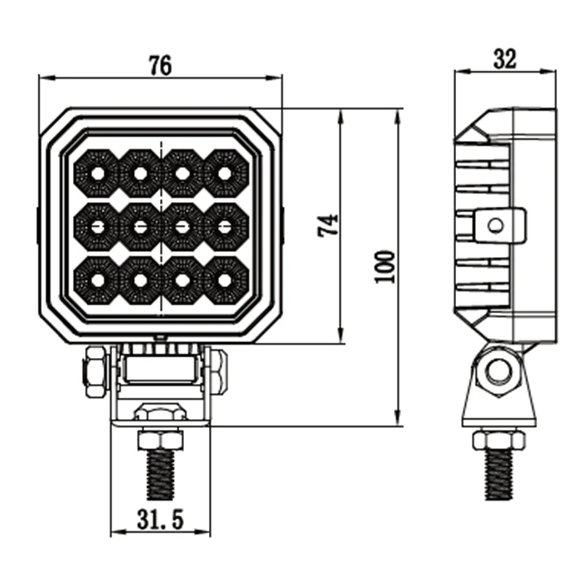 6100 Series Premium Vehicle Square LED Flood Work Reverse Lamp 12/24V R23 - 18W - Image 3