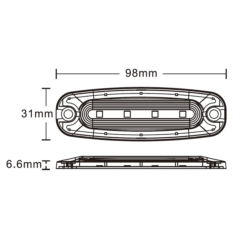 707 Series 4-LED Low Profile LED Strobe Warning Grille Lamp 12/24V - Image 2