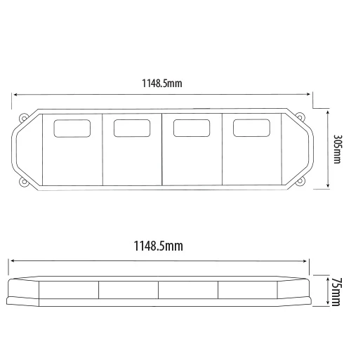 Eclipse 45" LED Lightbar – 127W High Output, R65 Class 2 Approved Warning Light, 12/24V - Image 2