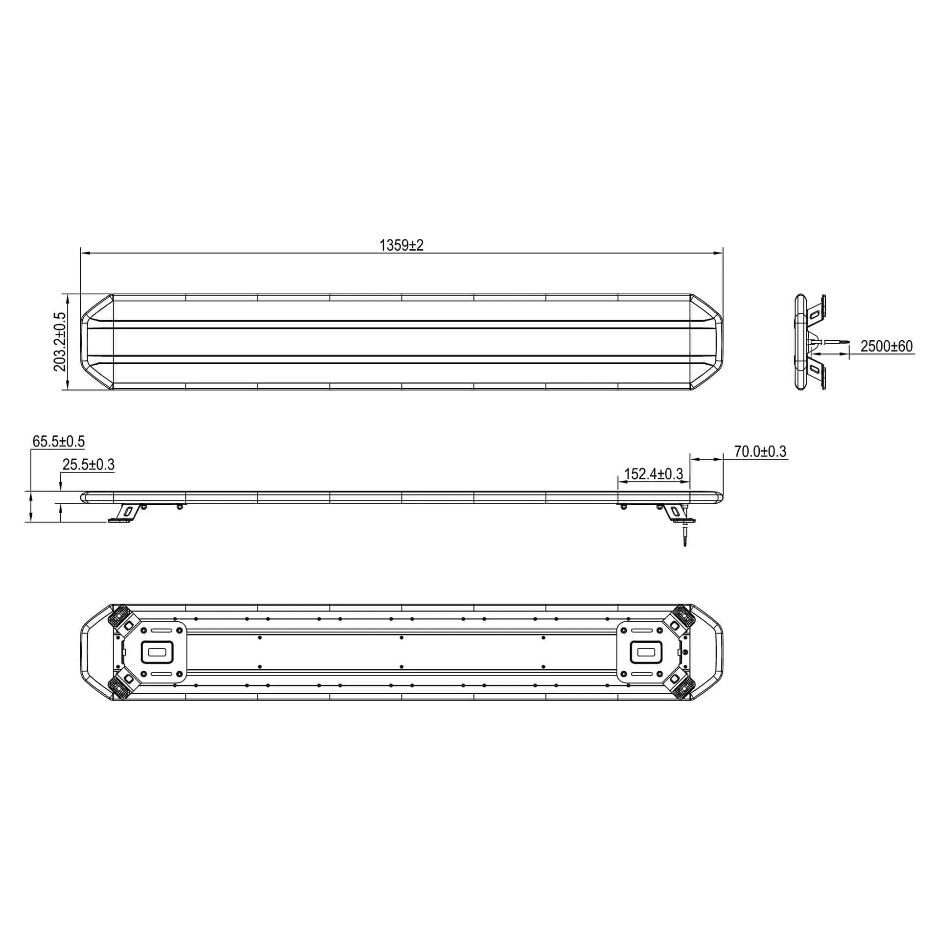 TRALERT® Circulux LED Beacon Bar 1359mm – R65 Class 2 Amber Warning Light, 12–24V with Controller - Image 7