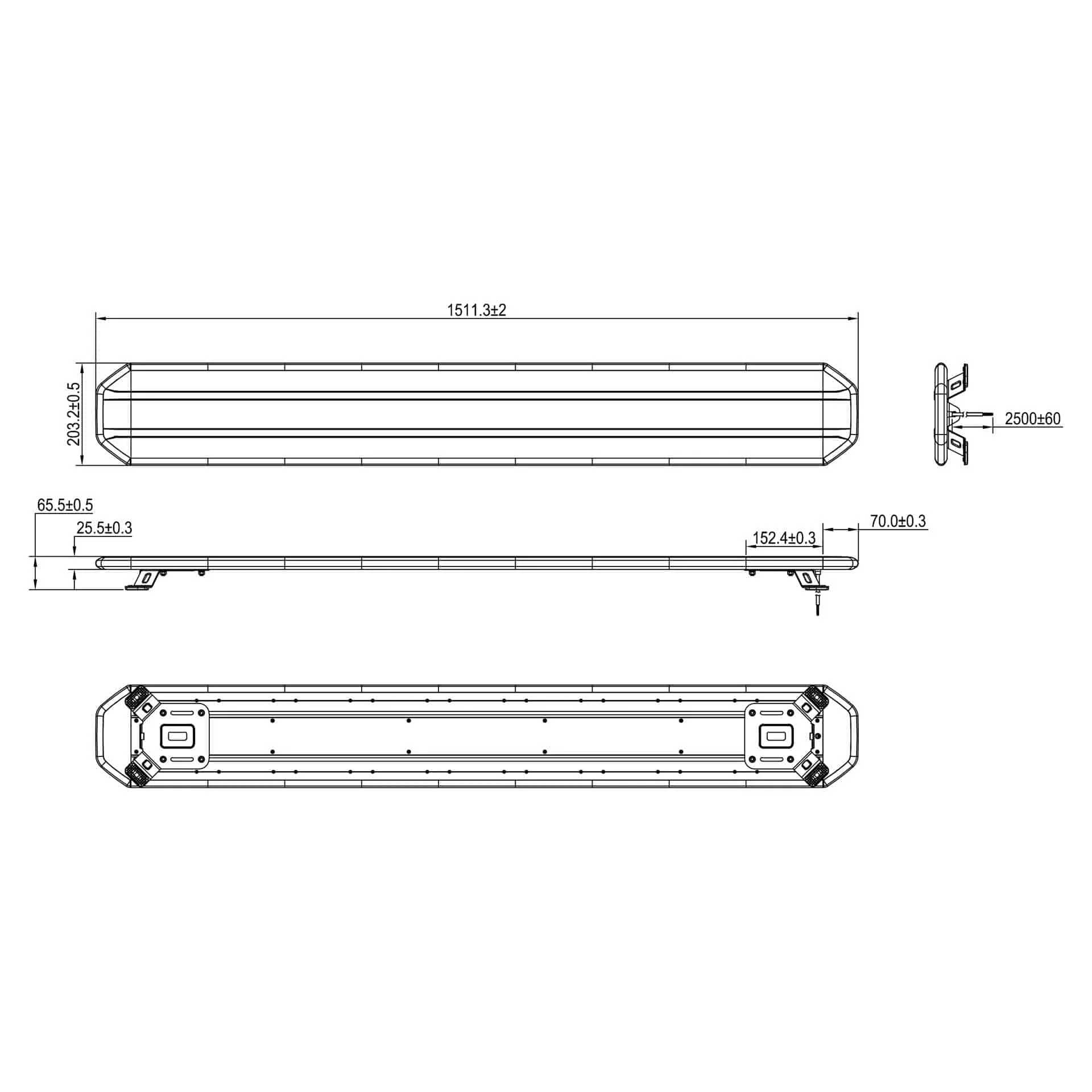 TRALERT® Circulux LED Beacon Bar 1511mm – R65 Class 2 Amber Warning Light, 12–24V with Controller - Image 5