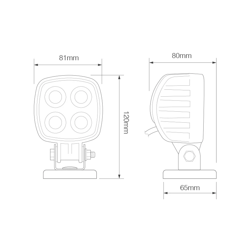 LED Autolamps Compact Square Work Lamp with Magnetic Base - 12/24V - Image 3