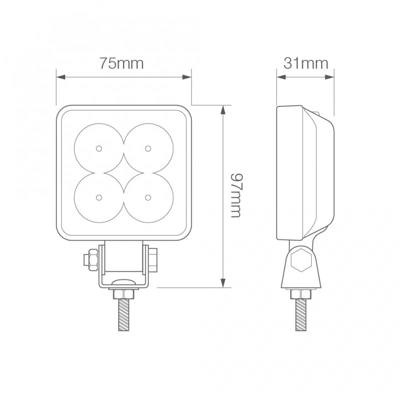 LED Autolamps Compact Square Work / Reverse Lamp - R23 Approved - Image 3