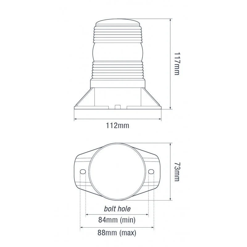 LED Autolamps LED Compact Warning Beacon 10 - 110V - Two Bolt Mount - Image 5