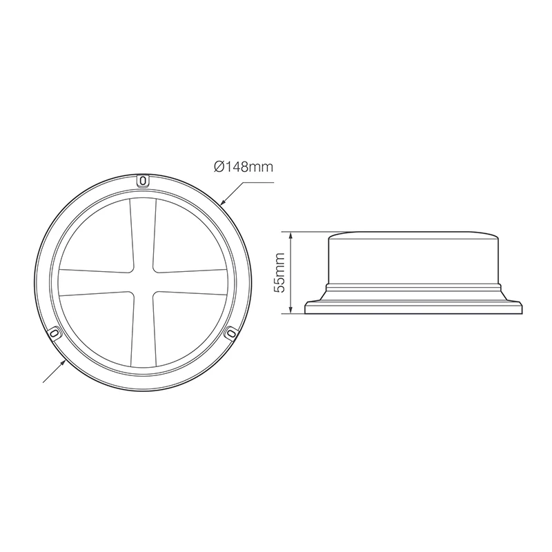 LED Autolamps LPB Series R65 Low Profile LED Beacon - 3 Bolt (Amber Lens) - Image 3