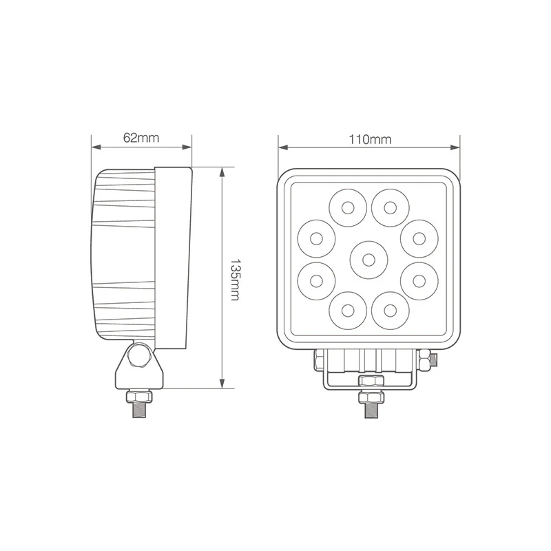 LED Autolamps Square 9 x 3W LED Work Lamp 27W - Image 3