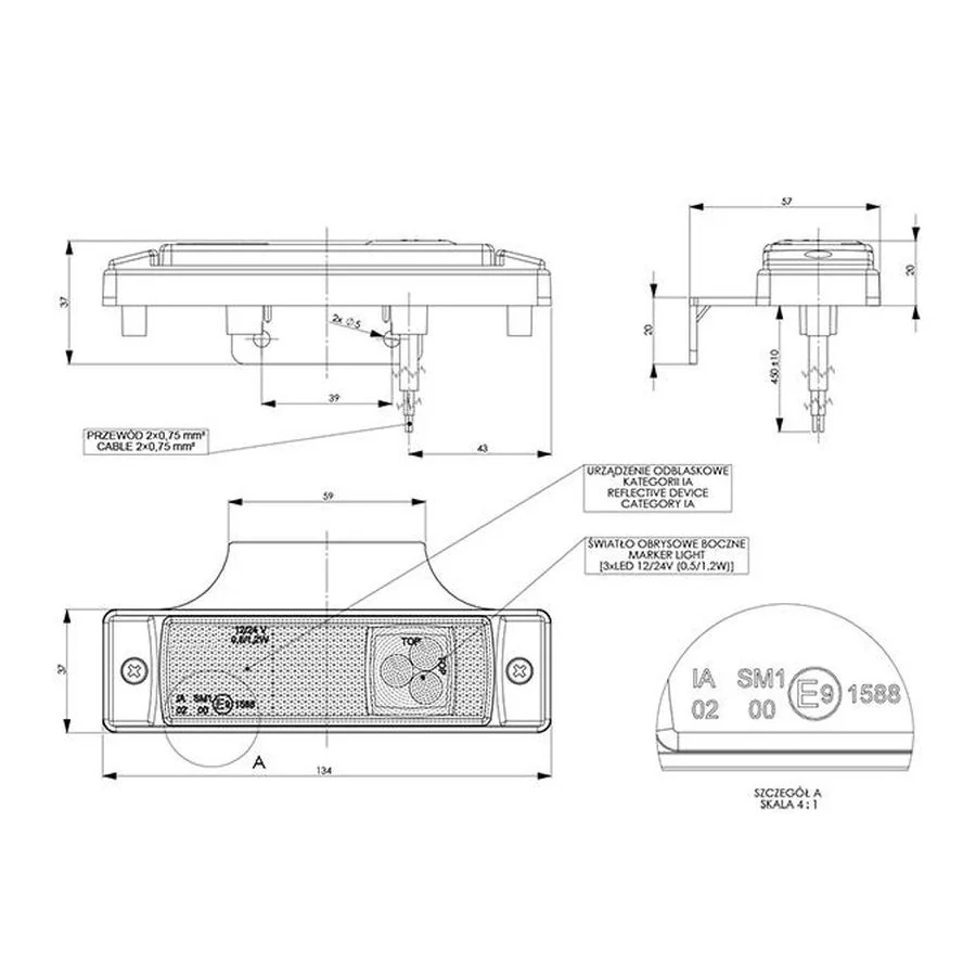 Truck LED 12/24V Bracket Pendant Mount LED Marker Lamp LD128 - Image 5