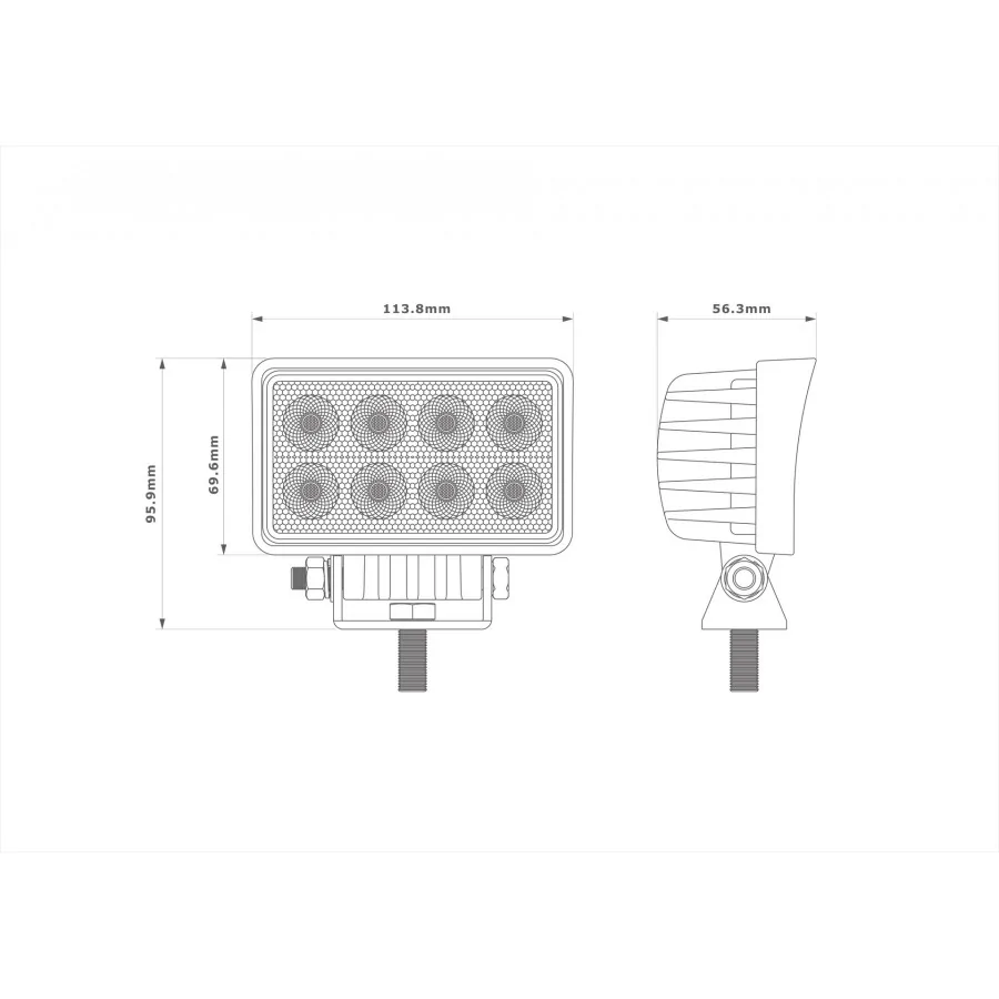 Truck LED 8 LED Red Line 21W Rectangular Flood Lamp - Image 7