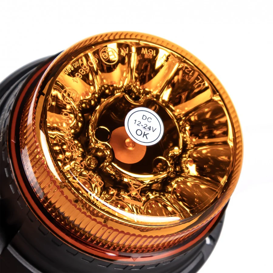 Truck LED ECE R65 LED Low Profile Flashing Beacon Amber - Three Bolt Mount - Image 3
