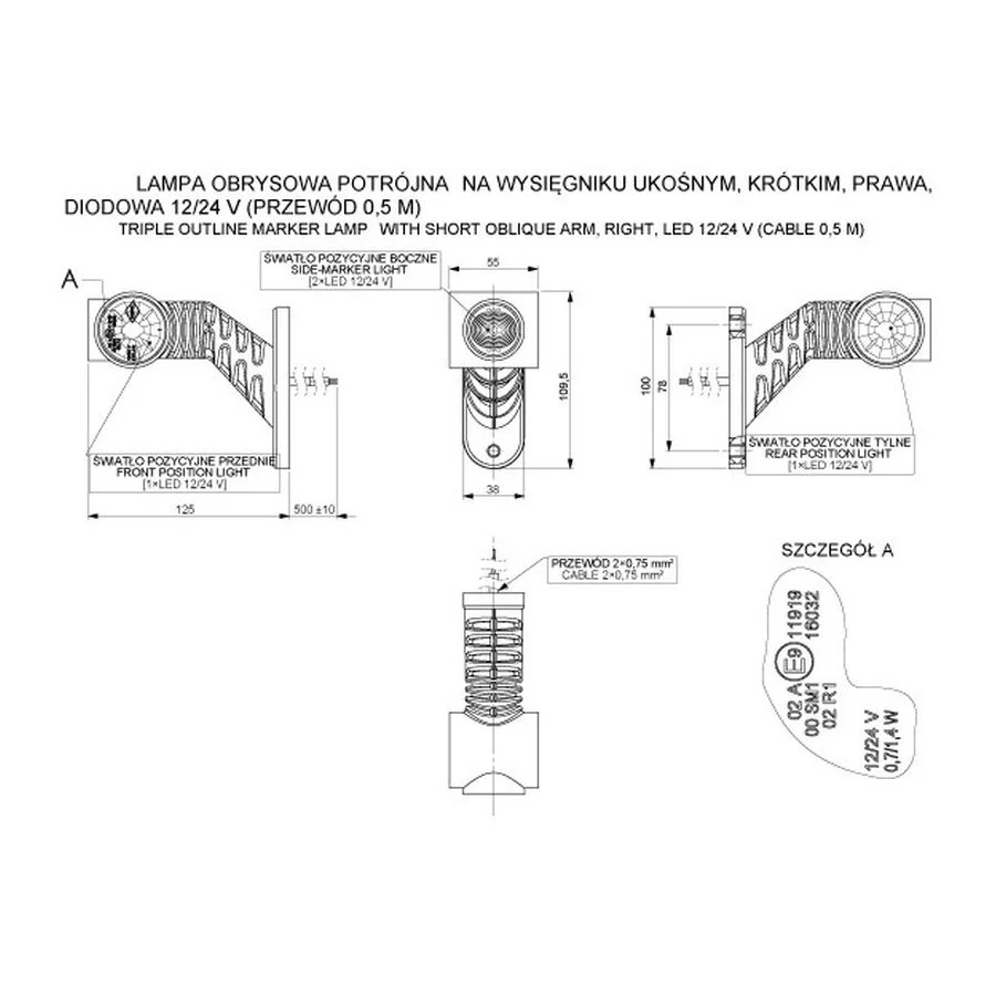 Truck LED Flexible Rubber Stalk Mount Angled LED Marker Lamp - Image 5