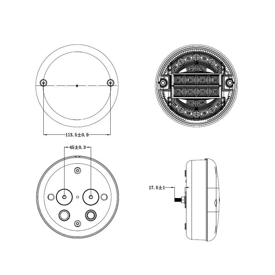 Truck LED 'Hamburger' LED Slim Line Rear Round Stop & Tail Lamp (9-33V) - Image 3
