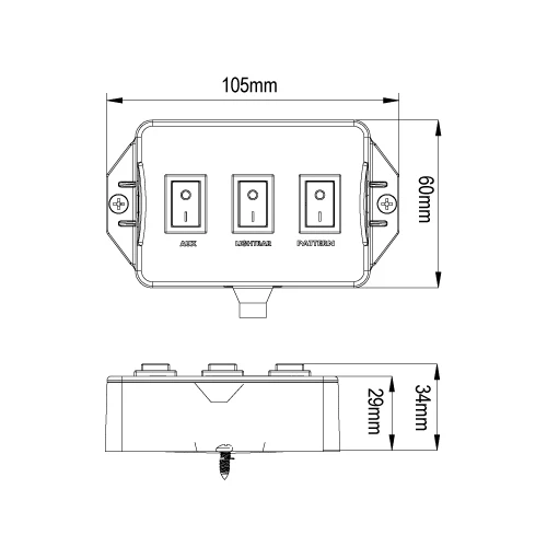 Universal LED Lighting Switch Panel – 3 Way Control Unit, 12/24V with Pattern Selector - Image 3